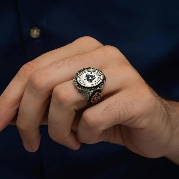 Teşklilatı Mahsusa Armalı 925 Gümüş Erkek Yüzük - Resim 5