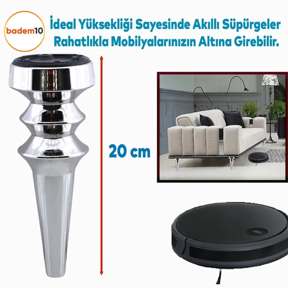 Oliva Mobilya Kanepe Koltuk Tv Ünitesi Baza Ayağı Zigon Orta Sehpası Gümüş Ayak Ayakları 20 cm Krom - 3