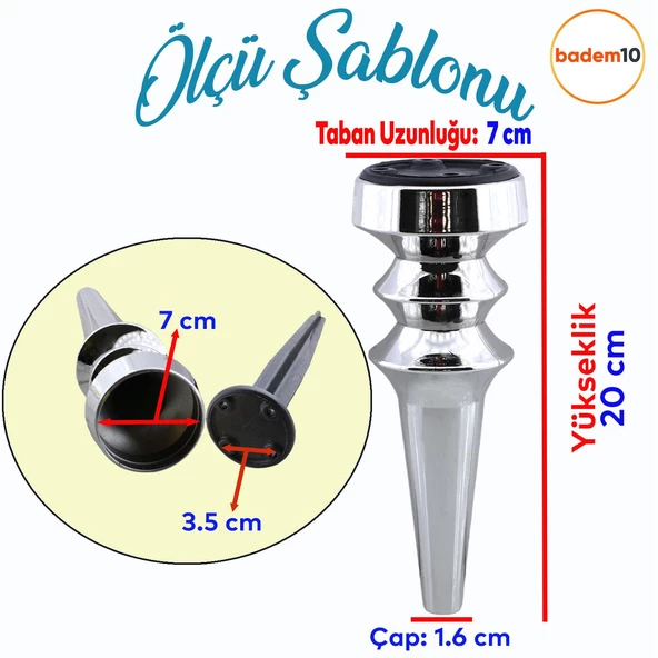 Oliva Mobilya Kanepe Koltuk Tv Ünitesi Baza Ayağı Zigon Orta Sehpası Gümüş Ayak Ayakları 20 cm Krom - 2