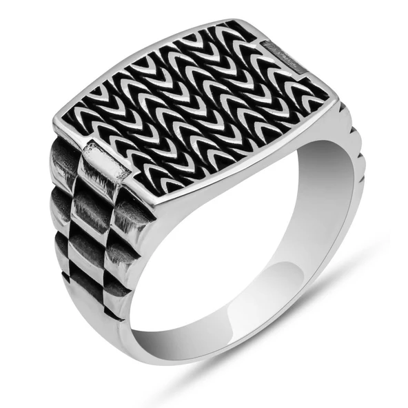 Kordon Modeli Taşsız 925 Gümüş Erkek Yüzük - Resim 2