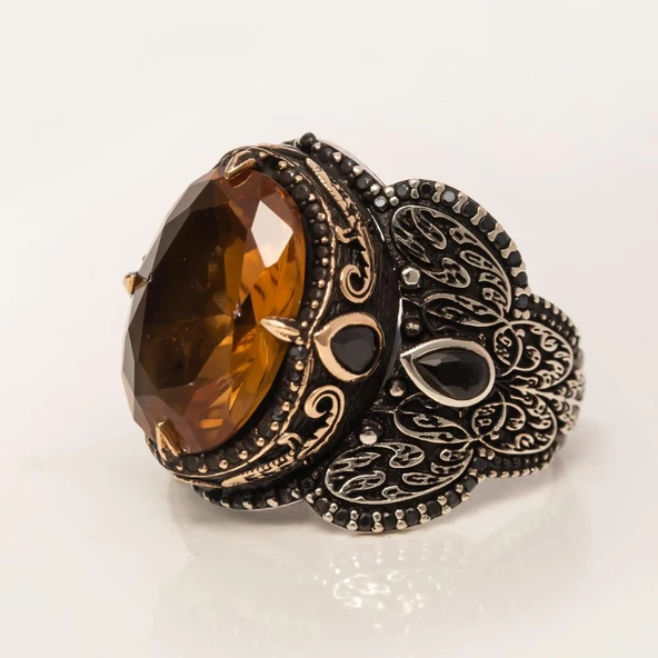 Zultanit Taşlı 925 Gümüş Erkek Yüzük - 5