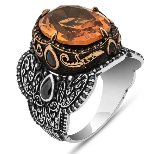 Zultanit Taşlı 925 Gümüş Erkek Yüzük - 2