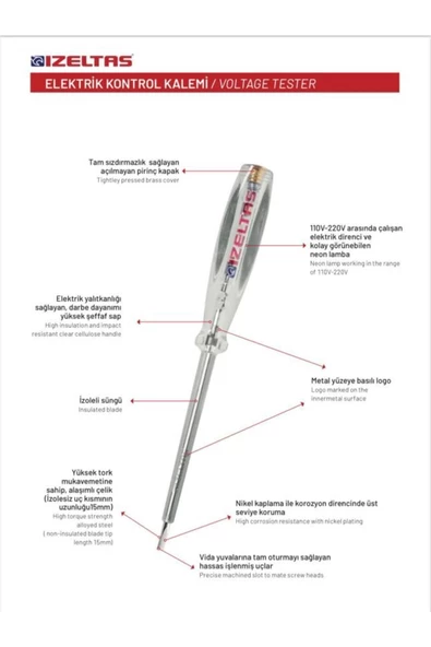 MASTER ELEKTİRİK KONTROL KALEMİ ( DÜZ UÇLU 190mm) YENİ MODEL - 2