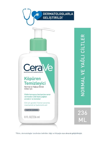 Cerave Foaming Cleanser Normal & Yağlıya Dönük Ciltler İçin 236 ml ürün görseli