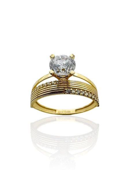 Tek Taş Alyans İkili Tvin Model 8 Ayar Altın Yüzük ürün görseli