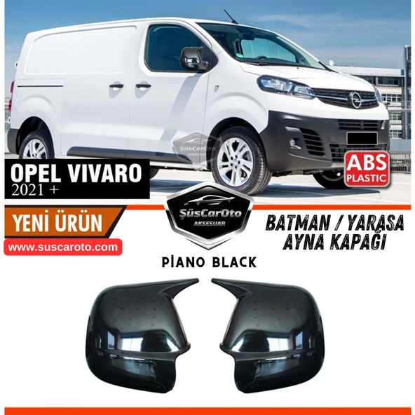 Opel Vivaro 2021 Sonrası Uyumlu Batman Yarasa Ayna Kapağı Piano Black ABS Plastik Sağ Sol Takım ürün görseli 1