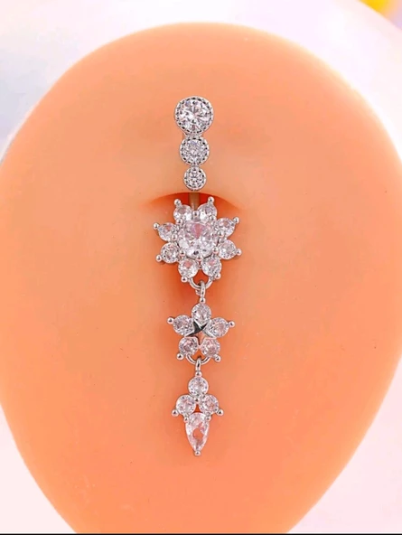 Taşlı  Çiçek Göbek Piercing