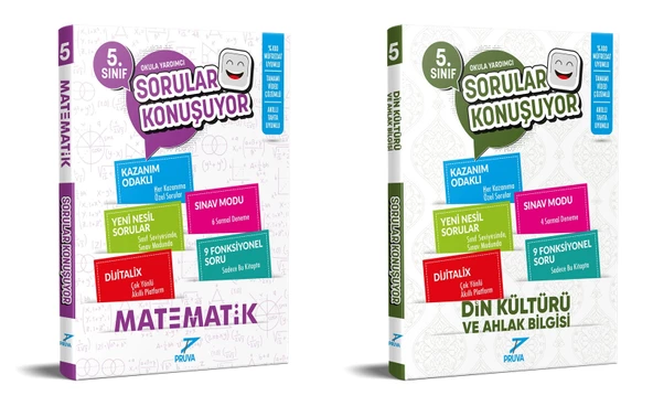 Pruva Akademi 2025 5. Sınıf Matematik + Din Kültürü Sorular Konuşuyor Seti 2 Kitap Güncel Müfredat