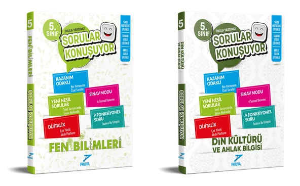 Pruva Akademi 2025 5. Sınıf Fen Bilimleri + Din Kültürü Sorular Konuşuyor Seti 2 Kitap Güncel Müfredat