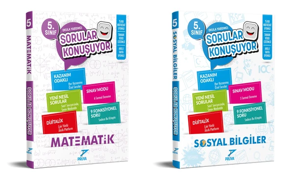 Pruva Akademi 2025 5. Sınıf Matematik + Sosyal Bilgiler Sorular Konuşuyor Seti 2 Kitap Güncel Müfredat
