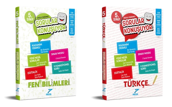 Pruva Akademi 2025 5. Sınıf Fen Bilimleri + Türkçe Sorular Konuşuyor Seti 2 Kitap Güncel Müfredat