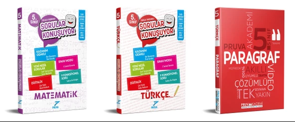 Pruva Akademi 2025 5. Sınıf Matematik + Türkçe + Paragraf Sorular Konuşuyor Seti 3 Kitap Güncel Müfredat