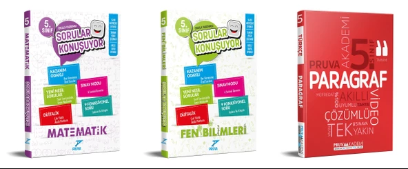 Pruva Akademi 2025 5. Sınıf Matematik + Fen Bilimleri + Paragraf Sorular Konuşuyor Seti 3 Kitap Güncel Müfredat