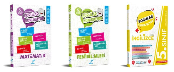Pruva Akademi 2025 5. Sınıf Matematik + Fen Bilimleri + İngilizce Sorular Konuşuyor Seti 3 Kitap Güncel Müfredat
