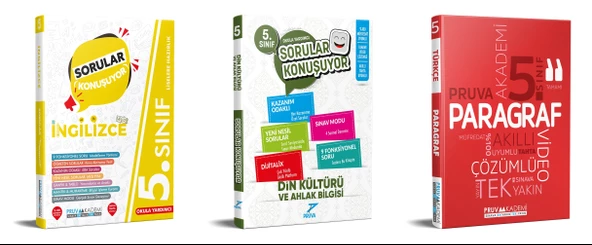 Pruva Akademi 2025 5. Sınıf İngilizce + Din Kültürü + Paragraf Sorular Konuşuyor Seti 3 Kitap Güncel Müfredat
