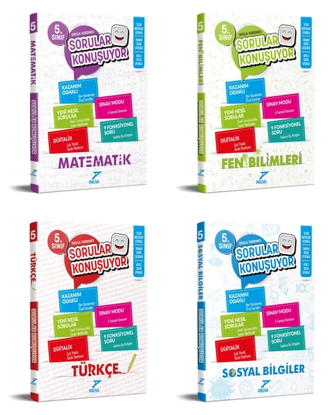 Pruva Akademi 2025 5. Sınıf Matematik + Fen Bilgisi + Türkçe + Sosyal Bilgiler Soru Seti 4 Kitap Güncel Müfredat