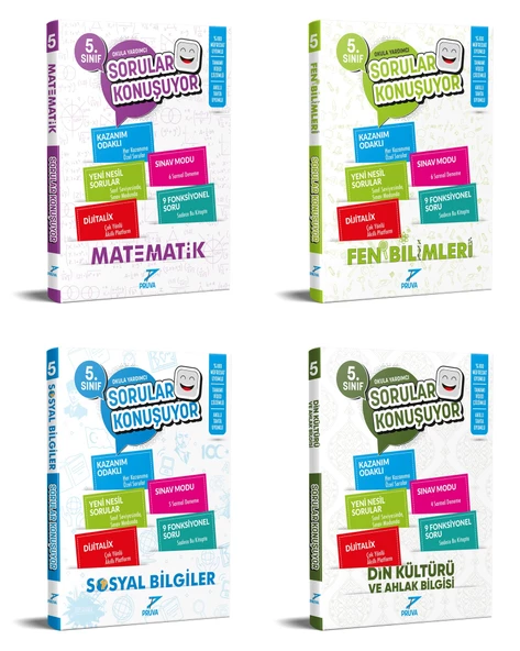 Pruva Akademi 2025 5. Sınıf Matematik + Fen Bilgisi + Sosyal + Din Kültürü Soru Seti 4 Kitap Güncel Müfredat