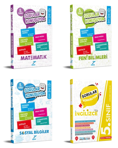 Pruva Akademi 2025 5. Sınıf Matematik + Fen Bilgisi + Sosyal + İngilizce Soru Seti 4 Kitap Güncel Müfredat