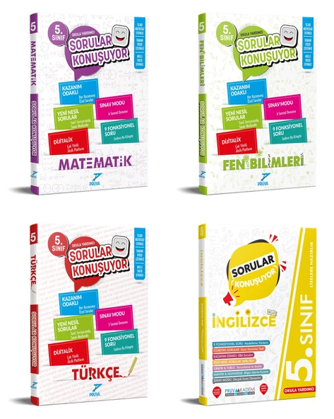 Pruva Akademi 2025 5. Sınıf Matematik + Fen Bilgisi + Türkçe + İngilizce Soru Seti 4 Kitap Güncel Müfredat