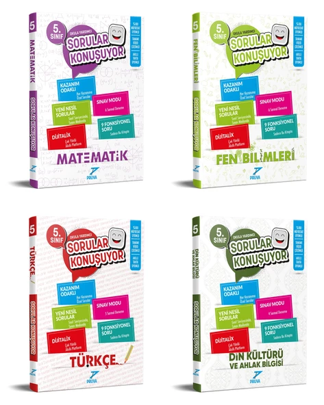 Pruva Akademi 2025 5. Sınıf Matematik + Fen Bilgisi + Türkçe + Din Kültürü Soru Seti 4 Kitap Güncel Müfredat
