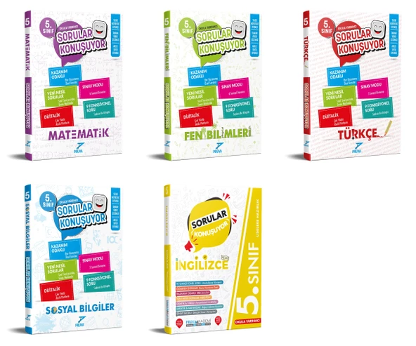 Pruva Akademi 2025 5. Sınıf Matematik + Fen Bilgisi + Türkçe + Sosyal Bilgiler + İngilizce Soru Seti 5 Kitap Güncel Müfredat