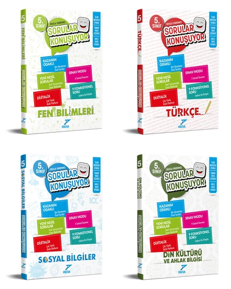 Pruva Akademi 2025 5. Sınıf Fen Bilimleri + Türkçe + Sosyal + Din Kültürü Soru Seti 4 Kitap Güncel Müfredat