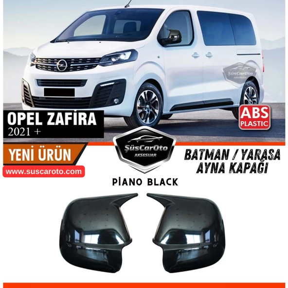 Opel Zafira 2021 Sonrası Uyumlu Batman Yarasa Ayna Kapağı Piano Black ABS Plastik Sağ Sol Takım