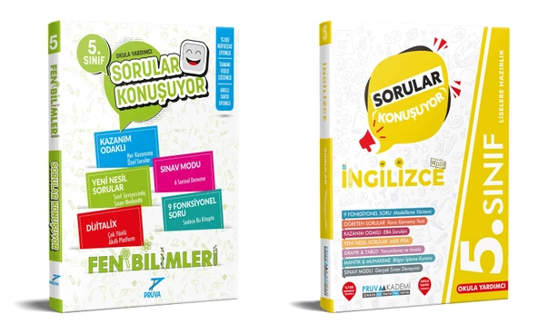 Pruva Akademi 2025 5. Sınıf Fen Bilimleri + İngilizce Sorular Konuşuyor Seti 2 Kitap Güncel Müfredat