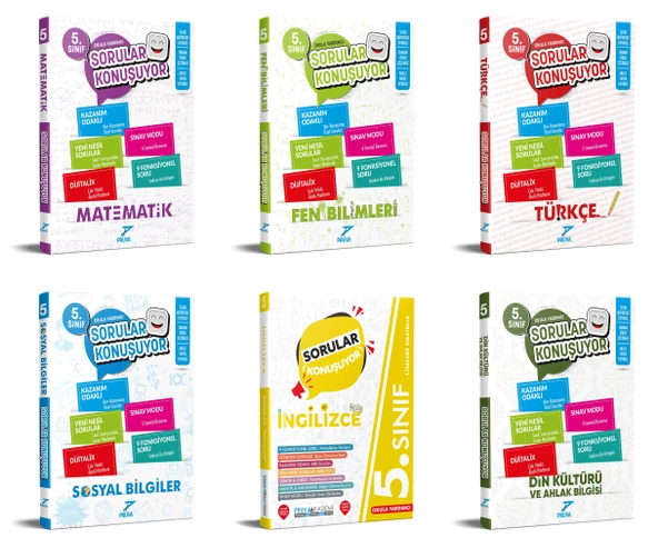Pruva Akademi 2025 5. Sınıf Matematik + Fen Bilgisi + Türkçe + Sosyal Bilgiler + İngilizce + Din Kültürü Soru Seti 6 Kitap Güncel Müfredat