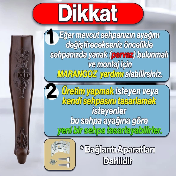 Rosa Plastik Sehpa Ayağı 40 cm Ahşap Desenli Renk Orta Ayak Zigon Sehpa Mobilya Masa Ayakları 1 Adet - 2
