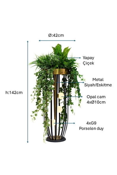Eskitme/siyah Boyalı/kaplamalı Lambader PLC-1209-L-BSY - 2