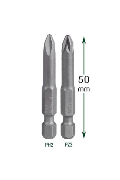 2'li Yıldız Bits Uç Ph2 - Pz2 Matkap Ucu Seti 50 Mm - 2
