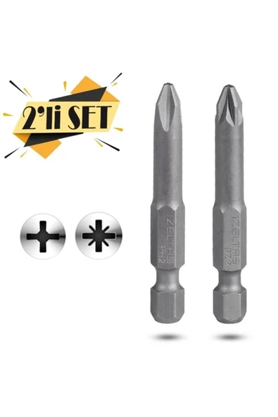 2'li Yıldız Bits Uç Ph2 - Pz2 Matkap Ucu Seti 50 Mm