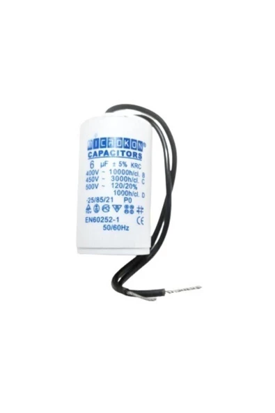6 Mf Plastik Tüp Kondansatör 400-450 V (daimi)