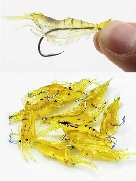 Eagenset Silikon Mini Karides Yapay Yem Sarı 4 cm 5 Adet - 9