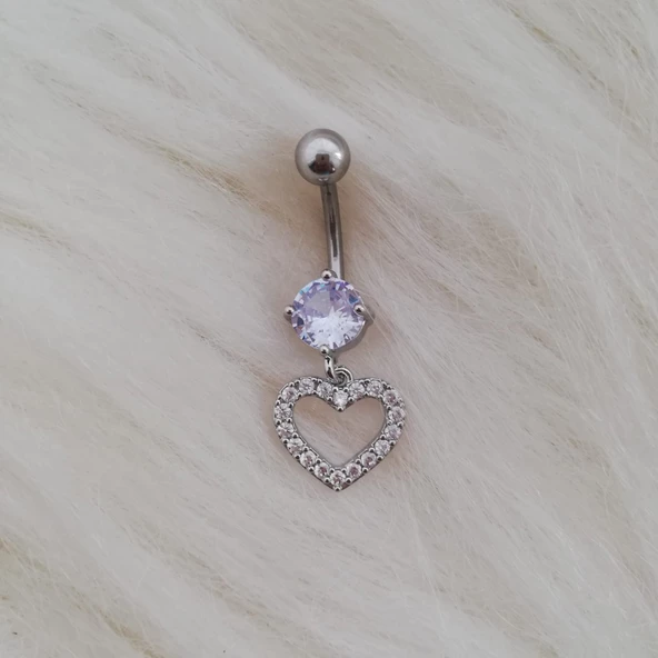 Taşlı Kalp Göbek Piercing N4