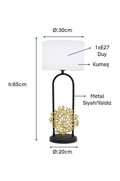 Siyah/Sarı yaldız Boyalı Masa Lambası PLC-1213-M-BSY - 2