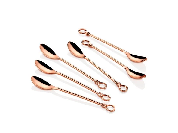 Cemil Bakır Kaplama Düğümlü 6'lı Çay Kaşığı Seti 1GSS-C10531-B - 2