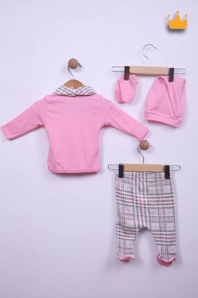 Babyhola %100 Pamuk Bebek Yenidoğan Kareli Zıbın Takım 5'li Set 0-3 Ay Hastane Çıkışı 24120 - 8