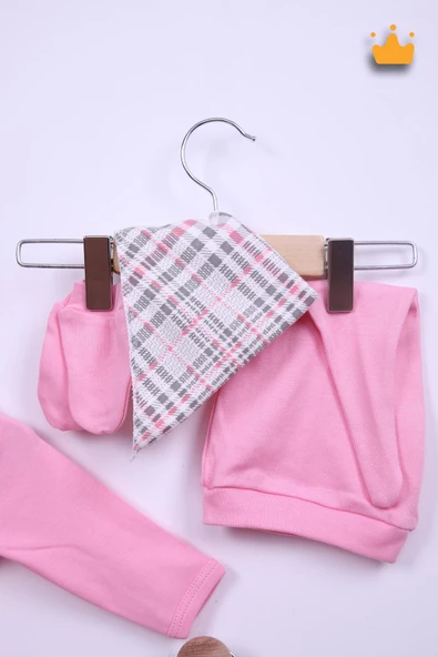 Babyhola %100 Pamuk Bebek Yenidoğan Kareli Zıbın Takım 5'li Set 0-3 Ay Hastane Çıkışı 24120 - 6