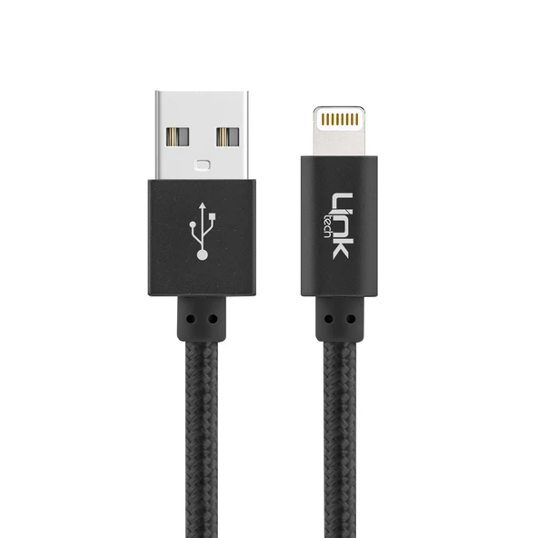 LinkTech K544 Safe Lightning USB Örgü Metal Data/Şarj Kablosu 30cm - 3