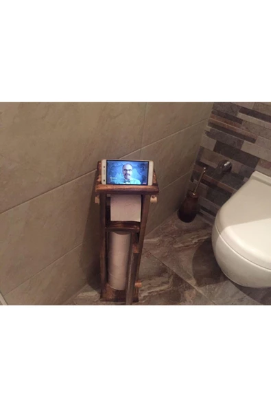 Ahşap Wc Kağıtlık Tuvalet Telefon Tutucu Standı Özellikli Banyo Kağıtlık Wc Kağıtlık