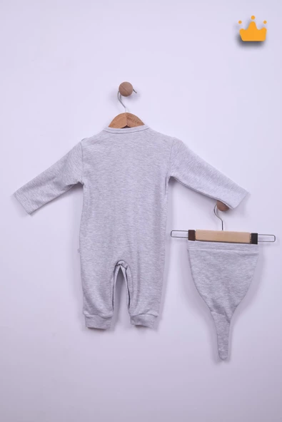 Babyhola %100 Pamuk Şapkalı Fırfır Detaylı Uzun Kollu Kareli Tulum 24122 - 7