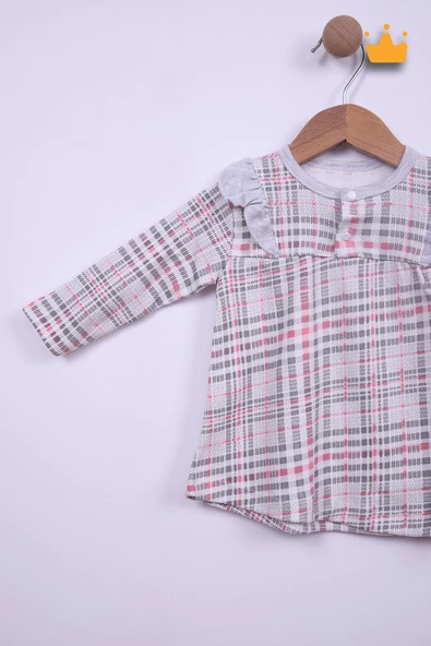Babyhola %100 Pamuk Kareli Fırfır Detaylı 2'li Takım 24124 - 4