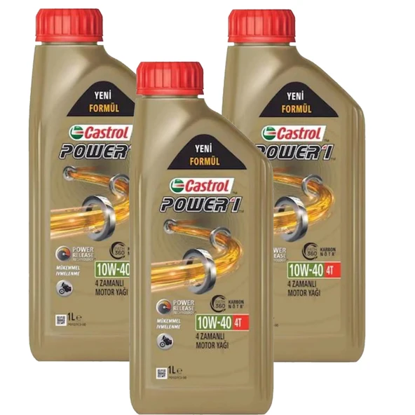 Castrol Power 1 4T 10W-40 4 Zamanlı Motosiklet Yağı 3 X 1 Litre