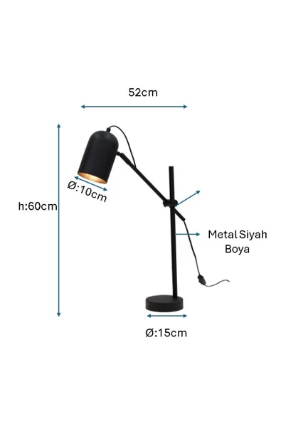 Siyah Boyalı Masa Lambası PLC-1214-M-BSY - 2