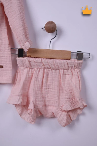 Babyhola Kız Bebek Çocuk Müslin Çıkarılabilir Önlüklü Şortlu Elbise 22407 - 6
