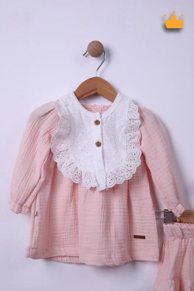Babyhola Kız Bebek Çocuk Müslin Çıkarılabilir Önlüklü Şortlu Elbise 22407 - 2