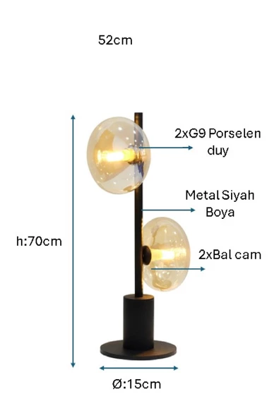 PULCHINO Siyah Boyalı Masa Lambası PLC-1216-M-BSY - 2