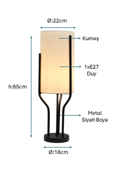 Siyah Boyalı Masa Lambası PLC-1217-M-BSY - 2